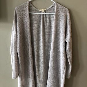 Long grey, purple sweater